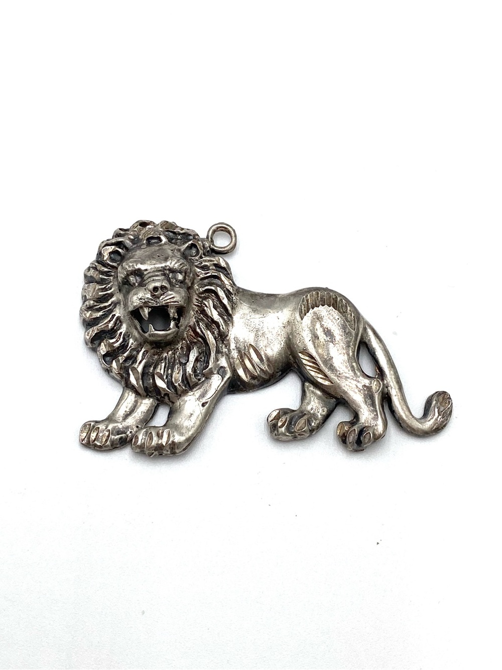 1 OF A KIND Vintage Sterling Silver 925 Lion Leo Pendant Charm Large 2.75”